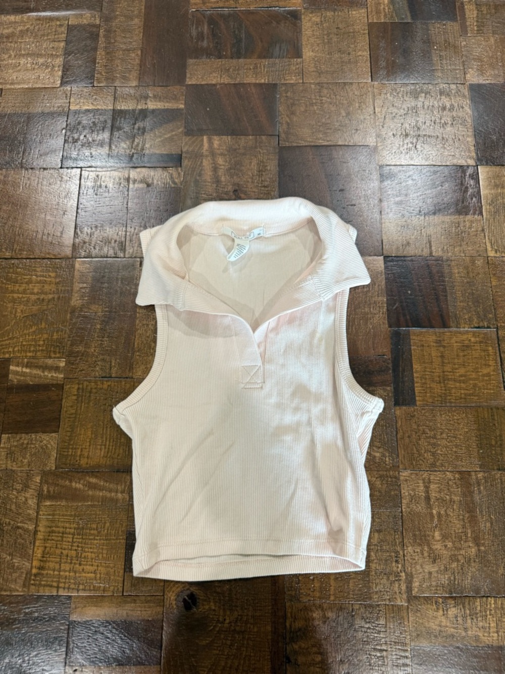 Full Tilt Pale Pink Ribbed Polo Tank